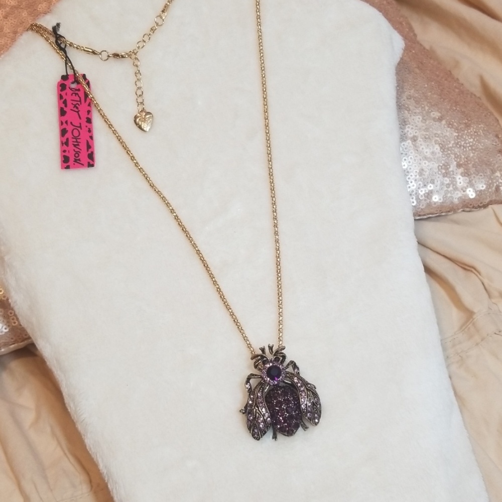 Betsey Johnson Purple Crystal Rhinestone Bee Bumble Bee Insect Pin or Necklace - Picture 5 of 11
